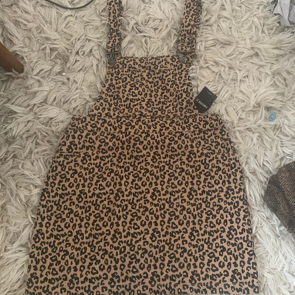 Leopard pinafore dress